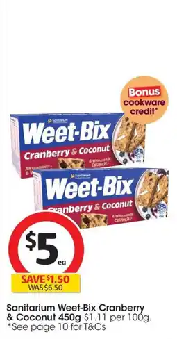 Coles Sanitarium Weet-Bix Cranberry & Coconut offer