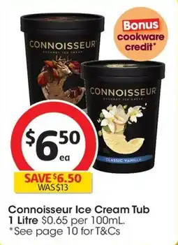 Coles Connoisseur Ice Cream Tub offer