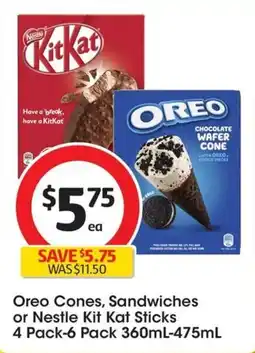 Coles Oreo Cones, Sandwiches or Nestle Kit Kat Sticks offer