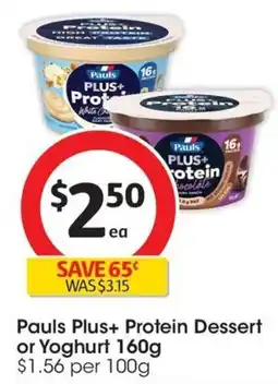 Coles Pauls Plus+ Protein Dessert or Yoghurt offer