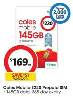 Coles Coles Mobile 145GB offer