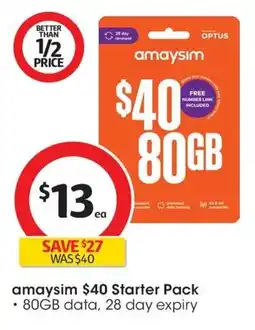 Coles amaysim $40 Starter Pack offer