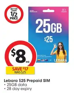 Coles Lebara $25 Prepaid SIM offer