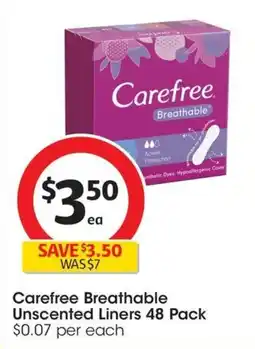 Coles Carefree Breathable Unscented Liners offer