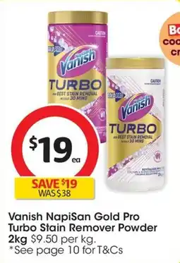 Coles Vanish NapiSan Gold Pro Turbo Stain Remover Powder offer