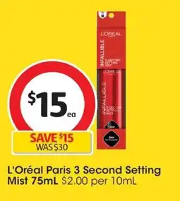 Coles L'Oréal Paris 3 Second Setting Mist offer