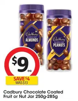 Coles Cadbury Chocolate Coated Fruit or Nut Jar offer