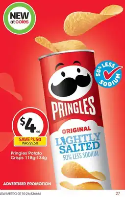 Coles Pringles Potato Crisps offer