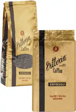 Coles Vittoria Espresso Coffee Beans or Ground 1kg offer