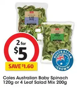 Coles Coles Australian Baby Spinach offer