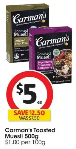 Coles Carman's Toasted Muesli offer