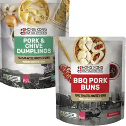 Coles Hong Kong Dim Sim Kitchen Pork & Chive Dumplings or BBQ Pork Buns 300g offer