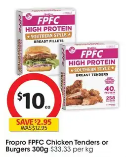 Coles Fropro FPFC Chicken Tenders or Burgers offer