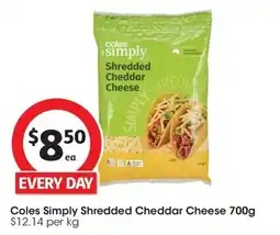 Coles Coles Simply Shredded Cheddar Cheese offer