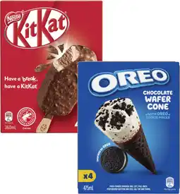 Coles Oreo Cones, Sandwiches or Nestle Kit Kat Sticks 4 Pack-6 Pack 360mL-475mL offer