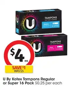 Coles U By Kotex Tampons Regular or Super offer