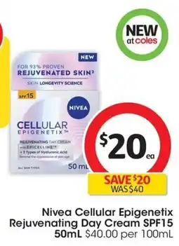Coles Nivea Cellular Epigenetix Rejuvenating Day Cream offer