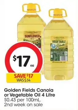Coles Golden Fields Canola or Vegetable Oil offer
