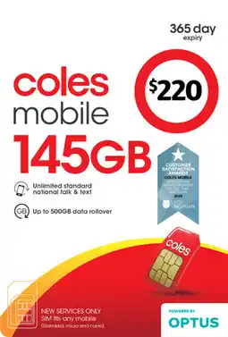 Coles Coles Mobile $220 Prepaid SIM offer