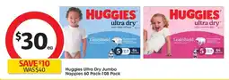 Coles Huggies Ultra Dry Jumbo Nappies offer