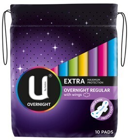 BIG W U by Kotex Extra With Wings Pads 10 Pack - Overnight offer