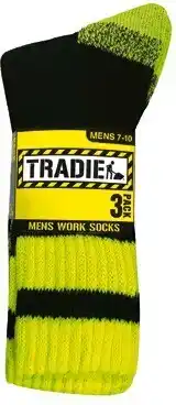 BIG W Tradie Mens 3-Pack Socks - Stripe offer