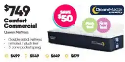 ComfortStyle Furniture & Bedding Comfort Commercial Queen Mattress by DreamMaster offer