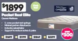 ComfortStyle Furniture & Bedding Comfortrest Pocket Rest Elite Queen Mattress offer