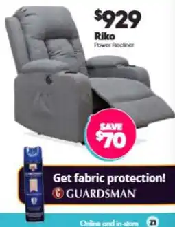 ComfortStyle Furniture & Bedding Riko Power Recliner offer