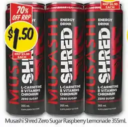 Not Quite Right Musashi Shred Zero Sugar Raspberry Lemonade offer
