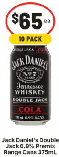 IGA Jack Daniel's Double Jack 6.9% Premix Range Cans offer
