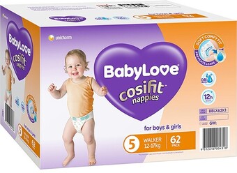 BIG W BabyLove Cosifit Jumbo Nappies 12-17kg Walker 62 Pack offer