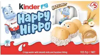 BIG W NEW Kinder 5-Pack Hazelnut Happy Hippo 103.5g offer