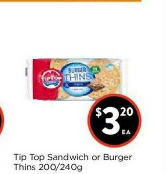Foodworks Tip Top Sandwich Or Burger Thins offer