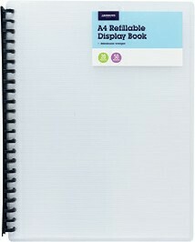 Officeworks J.Burrows A4 20 Pocket Refillable Display Book - Clear offer