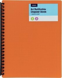 Officeworks J.Burrows A4 20 Pocket Refillable Display Book - Orange offer