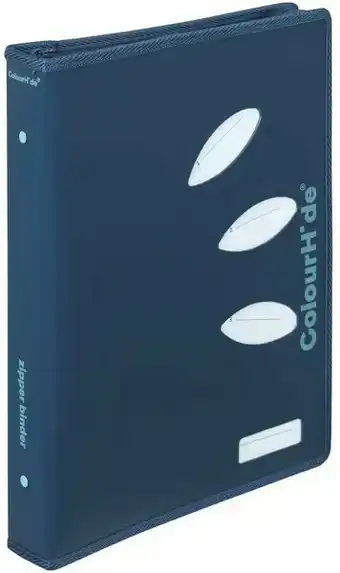 Officeworks ColourHide A4 2 D-Ring 25mm Zip Binder - Navy offer