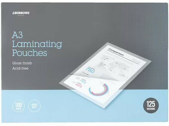 Officeworks J.Burrows 100 Pack A3 Laminating Pouches offer