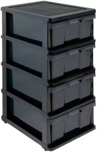 Officeworks J.Burrows 4 Drawer Storage Tower - Black offer