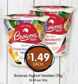 Spudshed Brownes Yoghurt Varieties offer