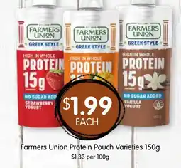 Spudshed Farmers Union Protein Pouch Varieties offer