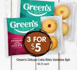 Spudshed Green's Deluxe Cake Bites Varieties offer