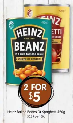 Spudshed Heinz Baked Beans Or Spaghetti offer