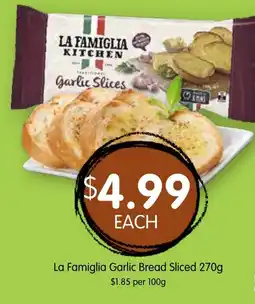 Spudshed La Famiglia Garlic Bread Sliced offer