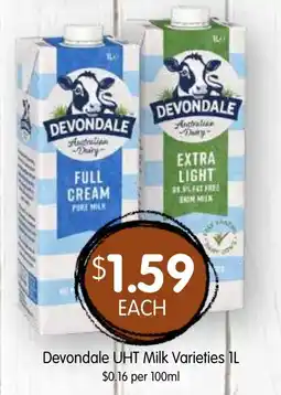 Spudshed Devondale UHT Milk Varieties offer