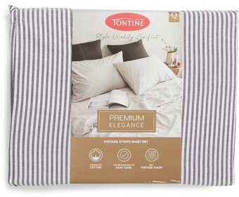 BIG W Tontine Vintage Wash Sheet Set - Charcoal offer