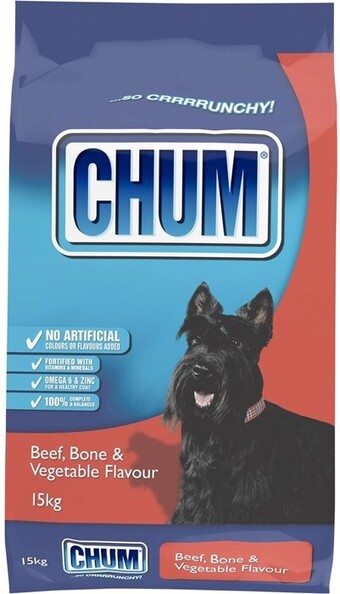 Chum Crunchy Dog Food 15kg - Beef, Bone & Vegetable