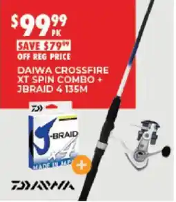 BCF Daiwa Crossfire Xt Spin Combo + Jbraid 4 135m offer