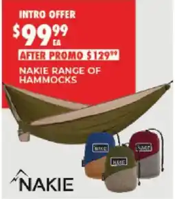 BCF Nakie range of hammocks offer