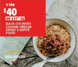 BCF Back Country Cuisine Freeze Dried 2 Serve Food offer
